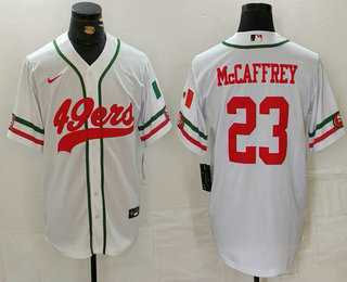 Mens San Francisco 49ers #23 Christian McCaffrey White Mexico Cool Base Stitched Baseball Jersey